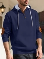 Felpa con cappuccio blu scuro testurizzata con abbottonatura e toppe sui gomiti - S / Blu navy