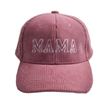 Pink corduroy baseball cap with white MAMA embroidery for women and mothers - MAMA Style / Dusty Pink