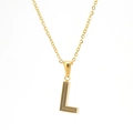18k gold plated stainless steel necklace featuring a textured letter L pendant - Letter L (Single Pendant)