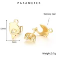 Boucles d'oreilles dauphin en acier inoxydable doré poli avec fini métal brillant - Or (KLJ8358-Z)