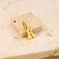 Macro shot of minimalist gold plated letter K pendant on natural stone texture - Letter-K / Steel