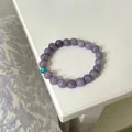Artistic lavender agate beaded bracelet with green contrast bead for women - Retro Purple Bracelet
