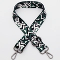 Adjustable green and black geometric woven bag strap with durable metal hooks - Style 359 / Gunmetal