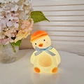 Cartoon yellow chicken night light with orange hat and blue checkered bow tie ornament - Tilted Head Duck - Blue