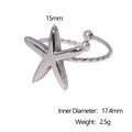 Macro detallada que muestra las dimensiones del anillo estrella de mar de 15 mm y 17,4 mm - Forma de estrella de mar (JR684) / Color Acero