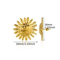 Detail view of 28mm sunflower earrings with hammered gold finish and dimensions - Sunflower Sun Shape (E5265)