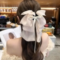 Pince à cheveux élégante en organza crème avec nœud multicouche pour coiffures - 3# Blanc Cassé - Pince à Queue de Cheval Carrée