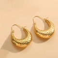 Elegant gold titanium U-shaped earrings featuring a luxury hammered texture finish - Gold U-Shape Hammered Earrings