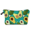 Detail of waterproof makeup bag with 3D avocado print and durable black zipper - Bright Avocado