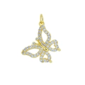 Gold butterfly pendant charm with pave set white zircon stones for DIY jewelry - Butterfly U76