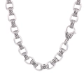 Vintage punk titaniumstalen O-ketting halsketting met sierlijk bloemenpatroon - Wolk Patroon Ketting (KN229332-KJX)