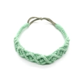 Handmade bohemian braided headband in light green cotton rope with elastic strap - Green