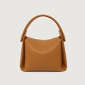 Borsa a cuscino in pelle marrone a grana con texture morbida e design a manico singolo - Marrone