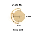 Minimalist gold titanium steel ring with round plate design, weight 4.6g and size 17mm - Round Disc Base Style (R5322-Gold)