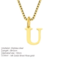Dainty stainless steel box chain necklace featuring a polished 14K gold letter U pendant - Letter U / Gold