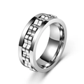 Polished silver spinner ring made of titanium steel with a rotatable chain-link design - US 6 / Silver