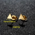 Minimalist golden triangle stainless steel stud earrings with size and weight info - Triangle Shape (085 Gold) / Gold