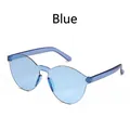 Rimless one-piece jelly sunglasses in transparent blue candy color for women - Light Blue