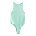 Body verde menta senza maniche con scollo rotondo e sgambatura alta su sfondo bianco - S / verde chiaro