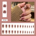 Glossy ombre burgundy press-on nails in ballerina shape with gradient pink finish - R704 Rose Blush
