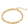Golden coffee bean link bracelet in stainless steel with heart charm extension chain - Gold Coffee Bean Bracelet (KB144419-KFC)