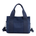 Sac fourre-tout en toile bleu marine avec bandoulière réglable et doubles poignées - Bleu foncé