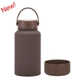 Brown 650ml insulated stainless steel water bottle with portable handle and cup lid - 650ml / Dark Coffee (New)