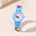 Orologio al quarzo per bambini con auto a cartoni e cinturino in silicone blu - Celeste