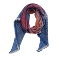 Detail of colorful striped shawl with blue, red, and orange tones and fringe tassels - Stripe Red Yellow