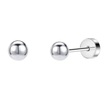 Polished silver stainless steel ball stud earrings with screw back design - Steel Ball