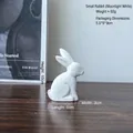 Minimalist white wooden rabbit desk ornament in moonlight white finish, height 10cm - Small / Moonlight White