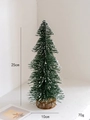 25cm mini dark green flocked Christmas tree with realistic snow and wooden base - 25cm Pagoda Christmas Tree