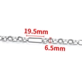 Chaîne à maillons ovales en acier inoxydable argenté, dimensions 19,5 mm par 6,5 mm - Chaîne Boucle d'Oeuf Faite à la Main 6.5mm / Acier