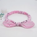 Pink paisley print bunny ear headband with elastic band for a stylish hair accessory - Pink Paisley