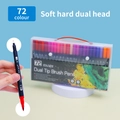 72-color dual-tip watercolor marker set with 0.4mm fine tip and flexible brush tip - 72 Colors Black Barrel