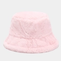 Minimalistischer Fischerhut aus rosa Kunstpelz, weiches Plüschmaterial für den Winter - Einheitsgröße / Hellrosa