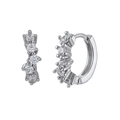 Silver C-shaped zircon earrings featuring five brilliant round-cut clear stones - Silver