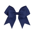 Navy blue grosgrain ribbon bowtie hair clip with swallowtail design for girls - Dark Blue