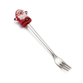 Christmas Santa Claus themed stainless steel fork with red handle for festive dining - Santa Claus Fork / Original Silver