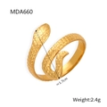 Detail of gold snake ring showing scales texture, weight 2.4g and 1.7cm size details - US 7 / Y123-Gold Ring