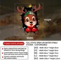 Christmas reindeer static window sticker size chart showing various dimensions for glass decor - Cartoon Reindeer (P-SD259) / Small