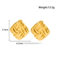 Orecchini quadrati dorati con trama intrecciata in stile vintage, 3,19 cm x 3,21 cm - Quadrato Intrecciato / Oro