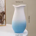 Modern gradient ceramic vase in blue and white with elegant wavy rim and matte finish - Large Gradient Yue'er (Blue) 24cm