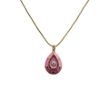 Collana dorata minimalista con ciondolo a goccia rosa malocchio e zirconi - Rosa