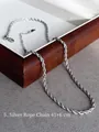 Detailed close-up of a silver twisted rope chain necklace on a luxury jewelry tray - Style 5: Silver Rope Chain 41+6cm (A121H-1)