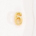 Close-up of a metallic gold number 6 charm for a 10mm stainless steel mesh bracelet - Number 6