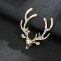 Elegant gold reindeer brooch pin with sparkling crystals for men suit accessories - Gold Rhinestone Reindeer