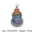 Chakra stone gourd pendant with colorful layered crystals and silver bail 17x25mm - Gourd Pendant
