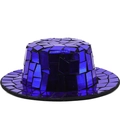 Glittery blue and purple mirror sequin top hat for party and stage performance outfits - Klein Blue