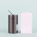 Deep grey matte 20oz stainless steel coffee tumbler with straw and packaging box - 600ml / Gray